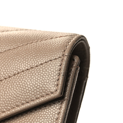 Saint Laurent Grain De Poudre Matelasse Chevron Monogram Flap Wallet Dark Beige 12 of 12