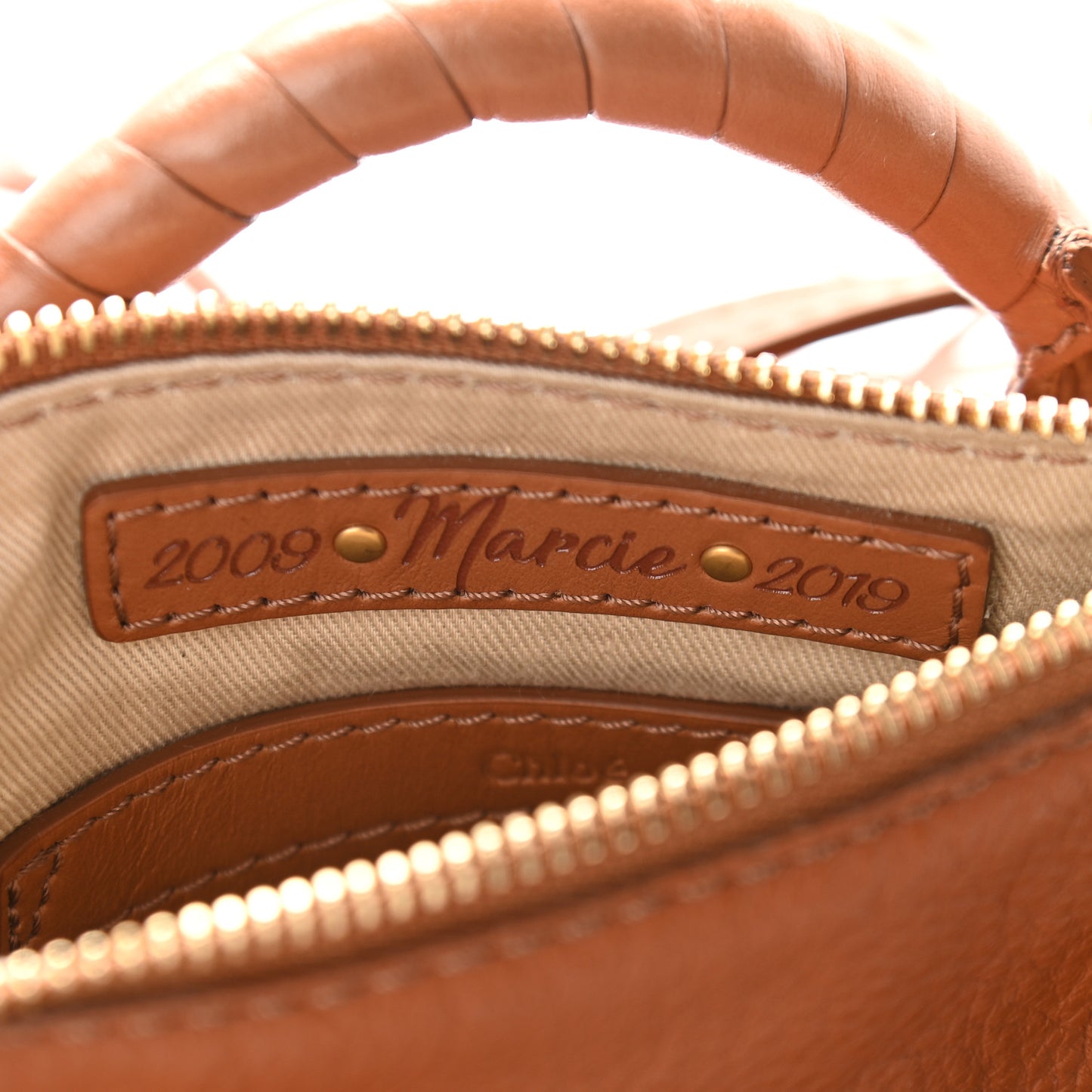 Shiny Small Grain Calfskin Mini Marcie Multi Fringe Satchel Tan