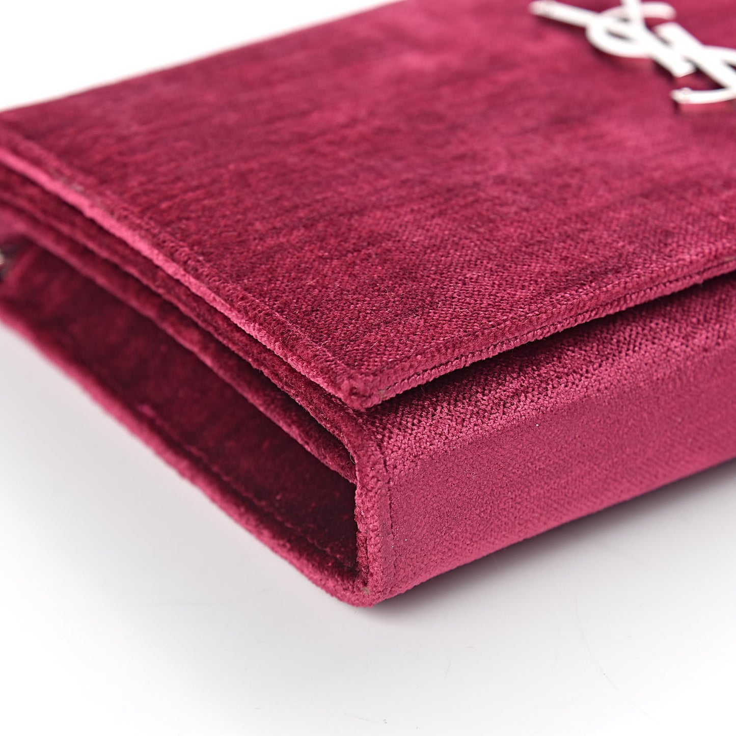 Textured Velour Monogram Chain Wallet Rose Wine