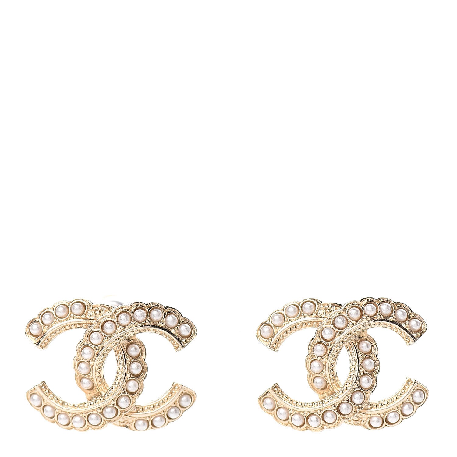 Chanel Pearl Queen of France CC Earrings Gold 1 of 5