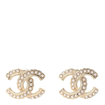 Chanel Pearl Queen of France CC Earrings Gold 1 of 5