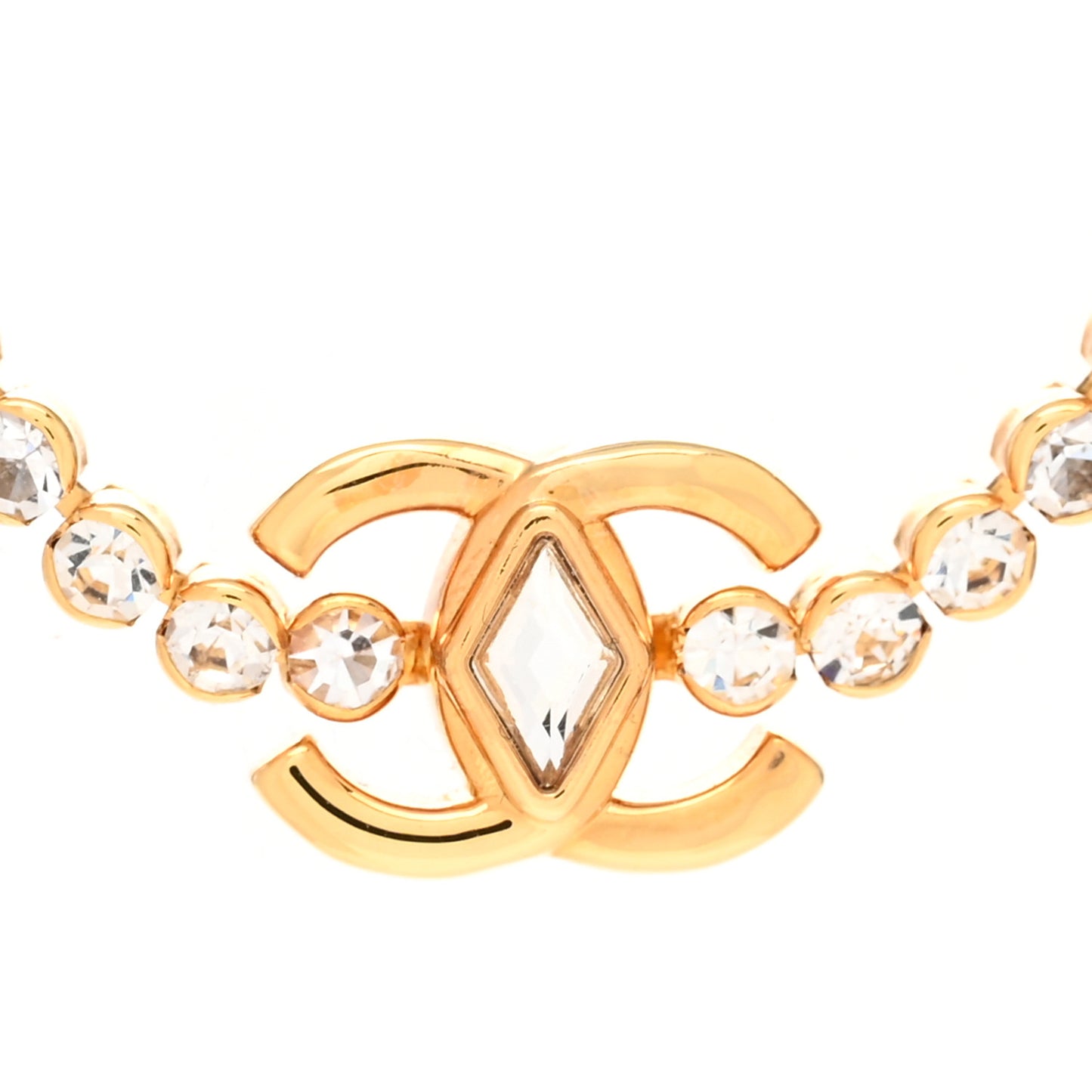 Metal Crystal CC Marquise Choker Gold