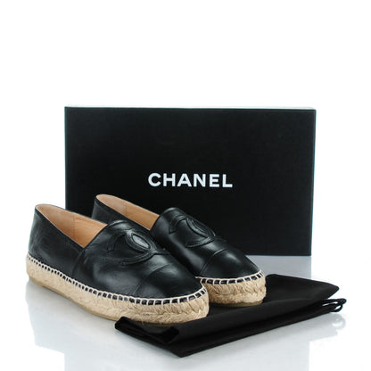 Chanel Lambskin CC Espadrilles 37 Black 10 of 10