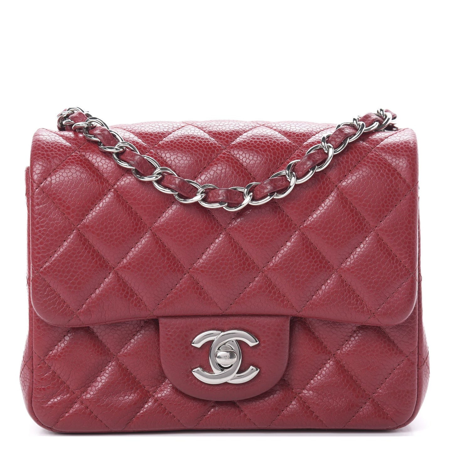 Caviar Quilted Mini Square Flap Red