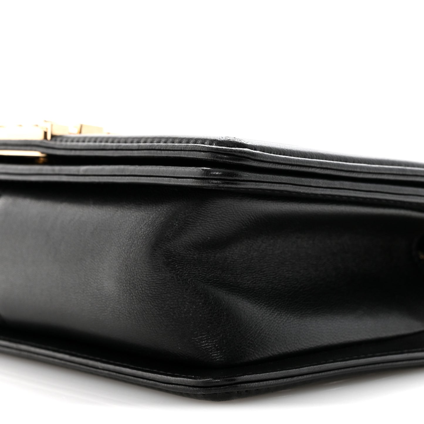 Calfskin Chevron Quilted Medium Boy Flap Black