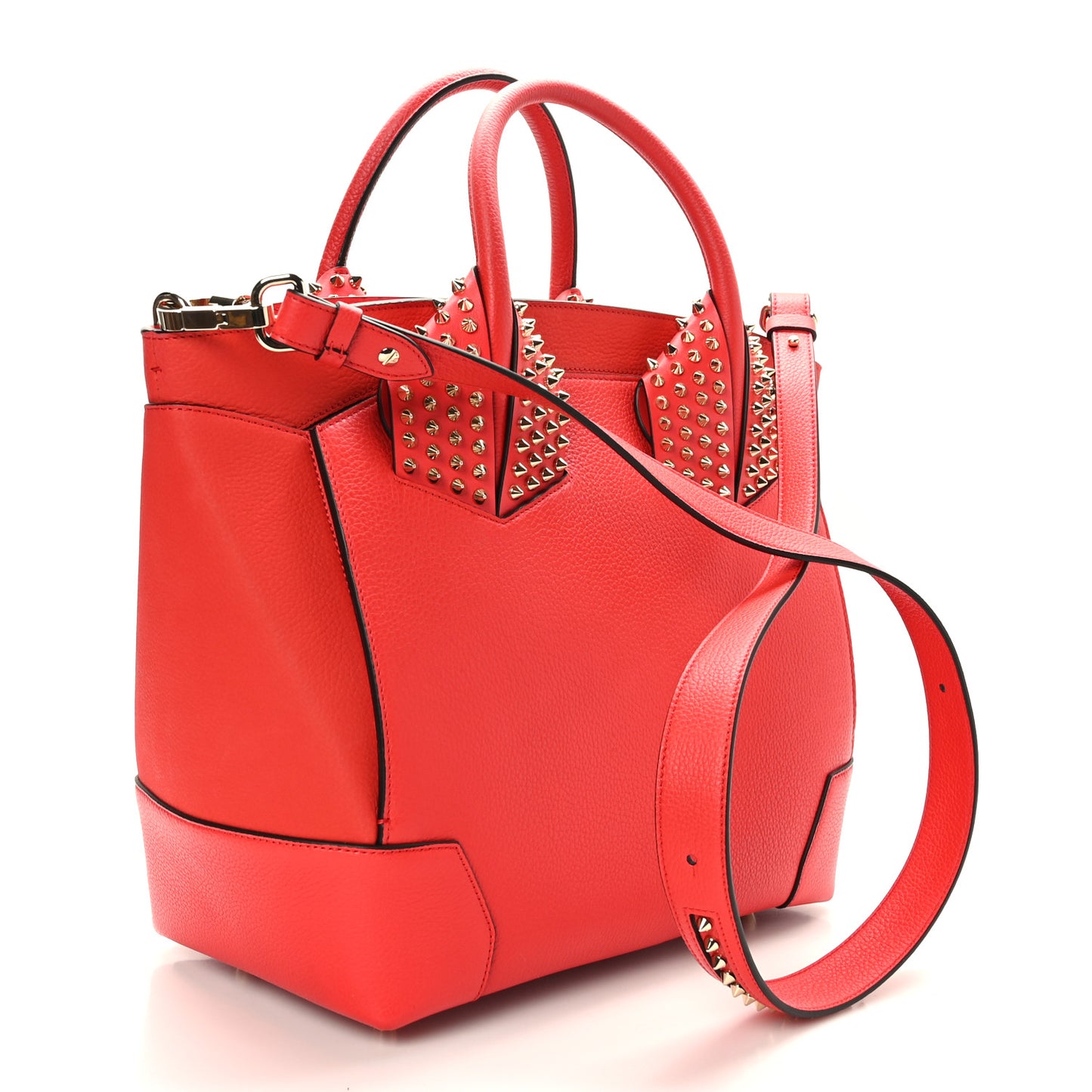 Suede Grained Calfskin Studded Small Eloise Tote Red