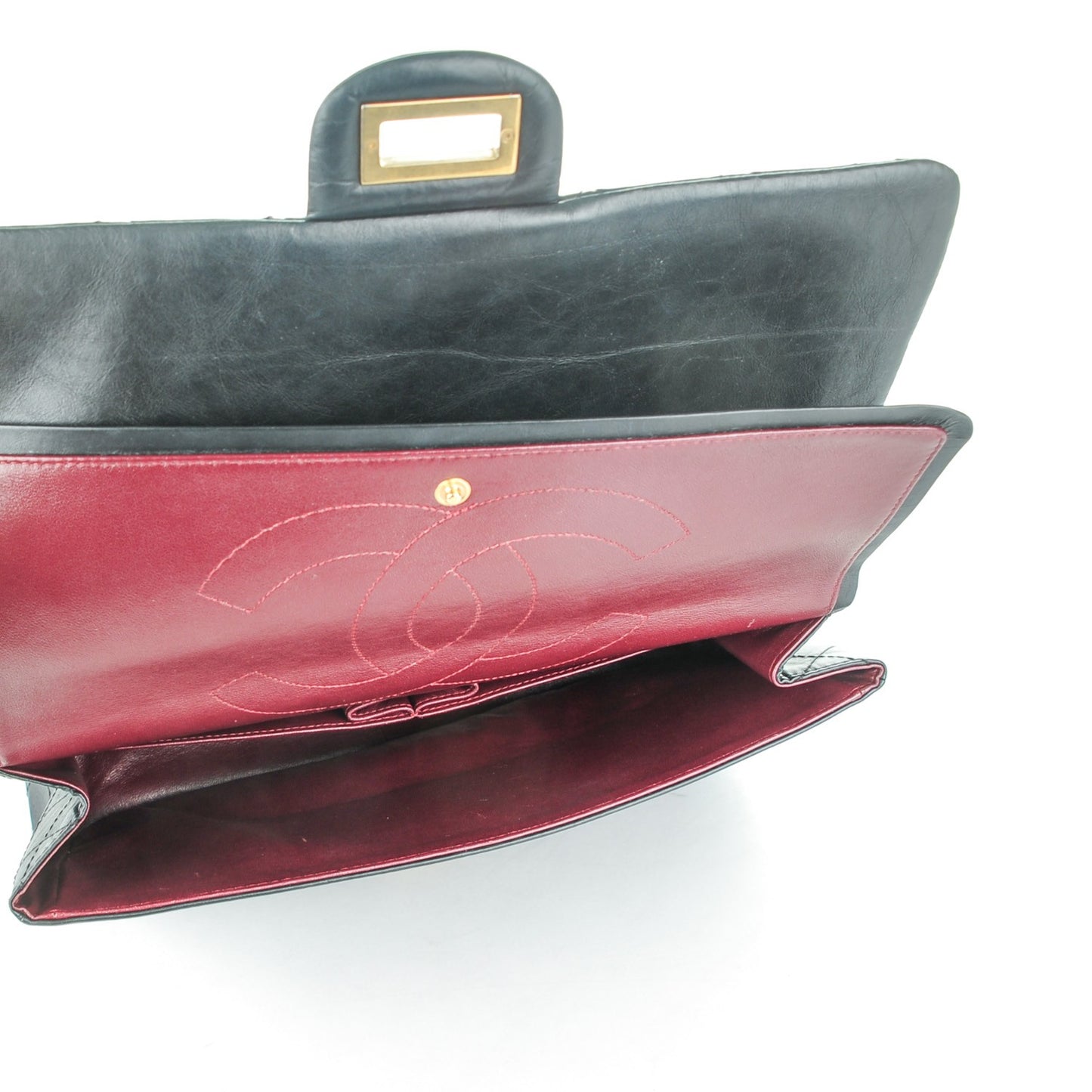 Aged Calfskin Quilted 2.55 Reissue 227 Flap Black