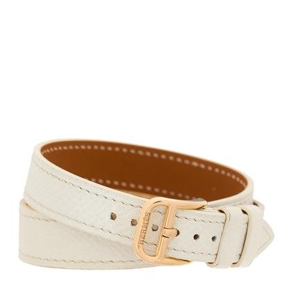 Hermes 18K Rose Gold Epsom 23mm Cape Cod Double Tour Quartz Watch Blanc 3 of 5