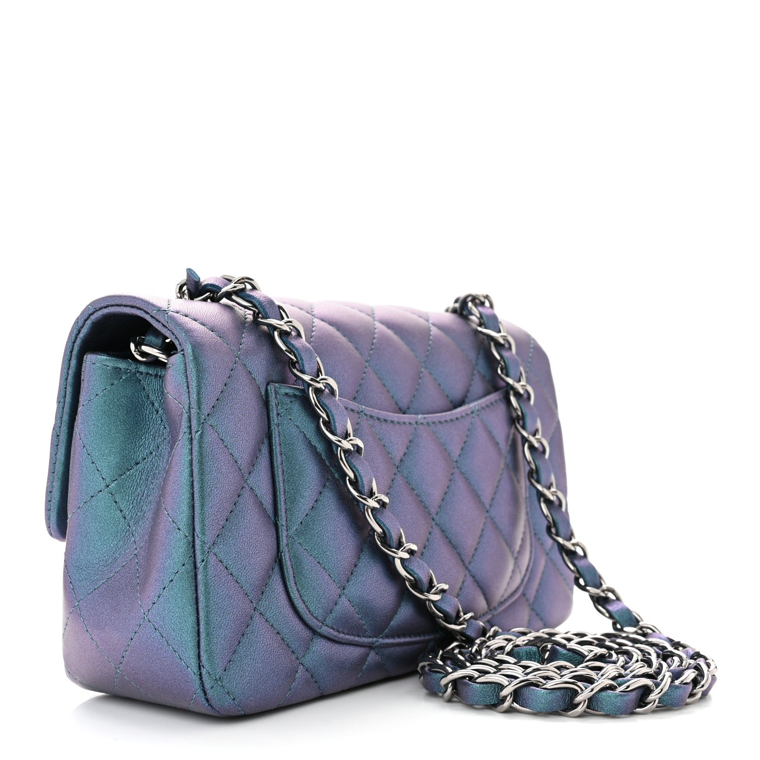 Chanel Iridescent Lambskin Quilted Mini Rectangular Flap Turquoise 3 of 11