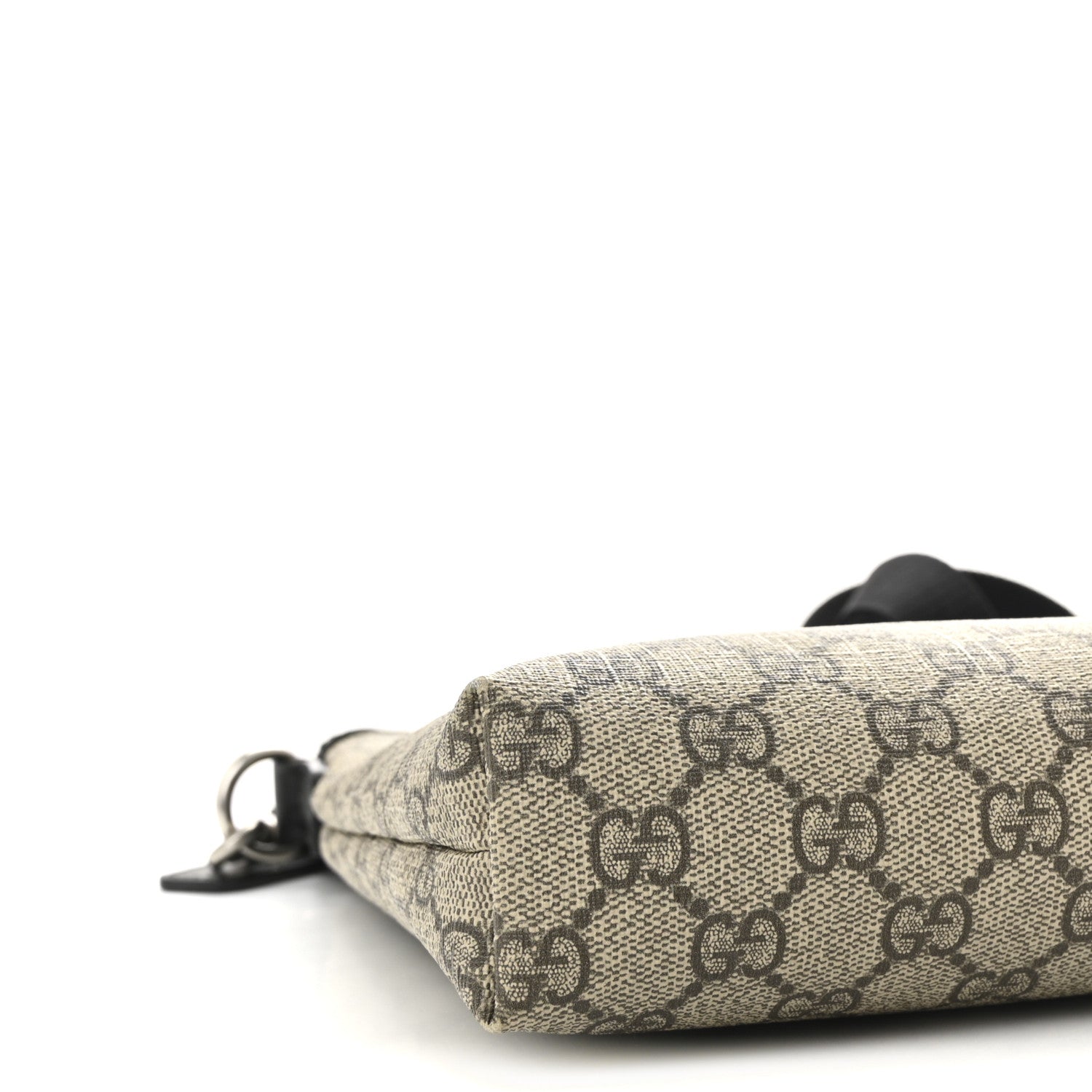 Gucci GG Supreme Monogram Calfskin Web Medium Flat Messenger Bag Beige Ebony Black 9 of 10