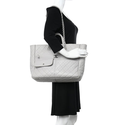Chanel Calfskin Quilted Ultra Pocket Shopping Tote Grey 2 of 10