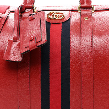 Gucci Textured Dollar Calfskin Web Medium Duffle Bag Red 7 of 9