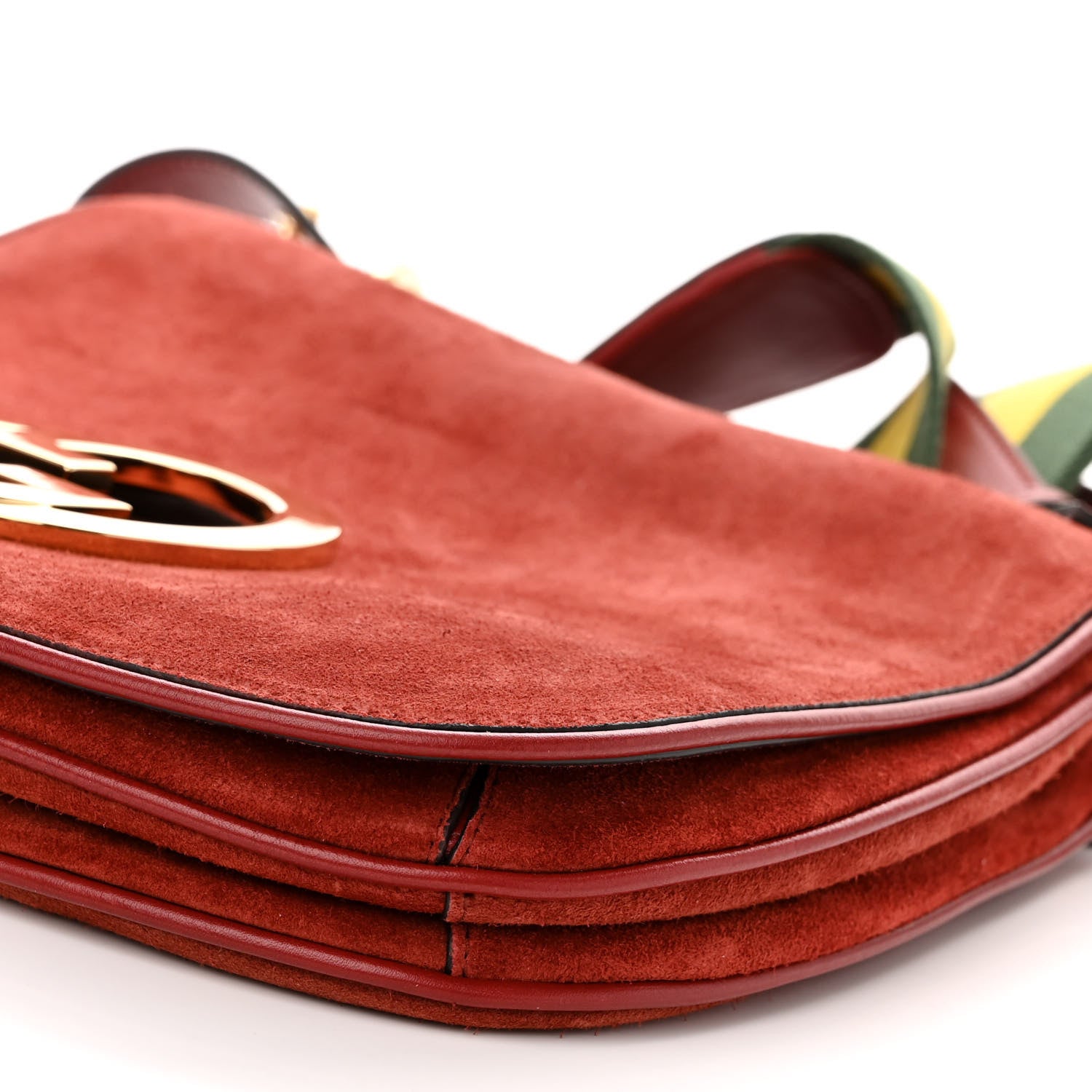 Gucci Suede Talco Roxy Calfskin Web Medium Blondie Shoulder Flap Bag Blondie Red 9 of 10
