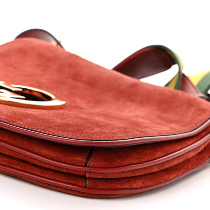 Gucci Suede Talco Roxy Calfskin Web Medium Blondie Shoulder Flap Bag Blondie Red 9 of 10