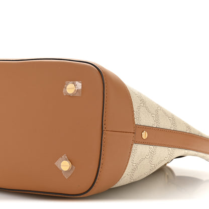 MCM Lauretos Spanish Calfskin Medium Himmel Drawstring Bucket Bag Oatmeal 10 of 10