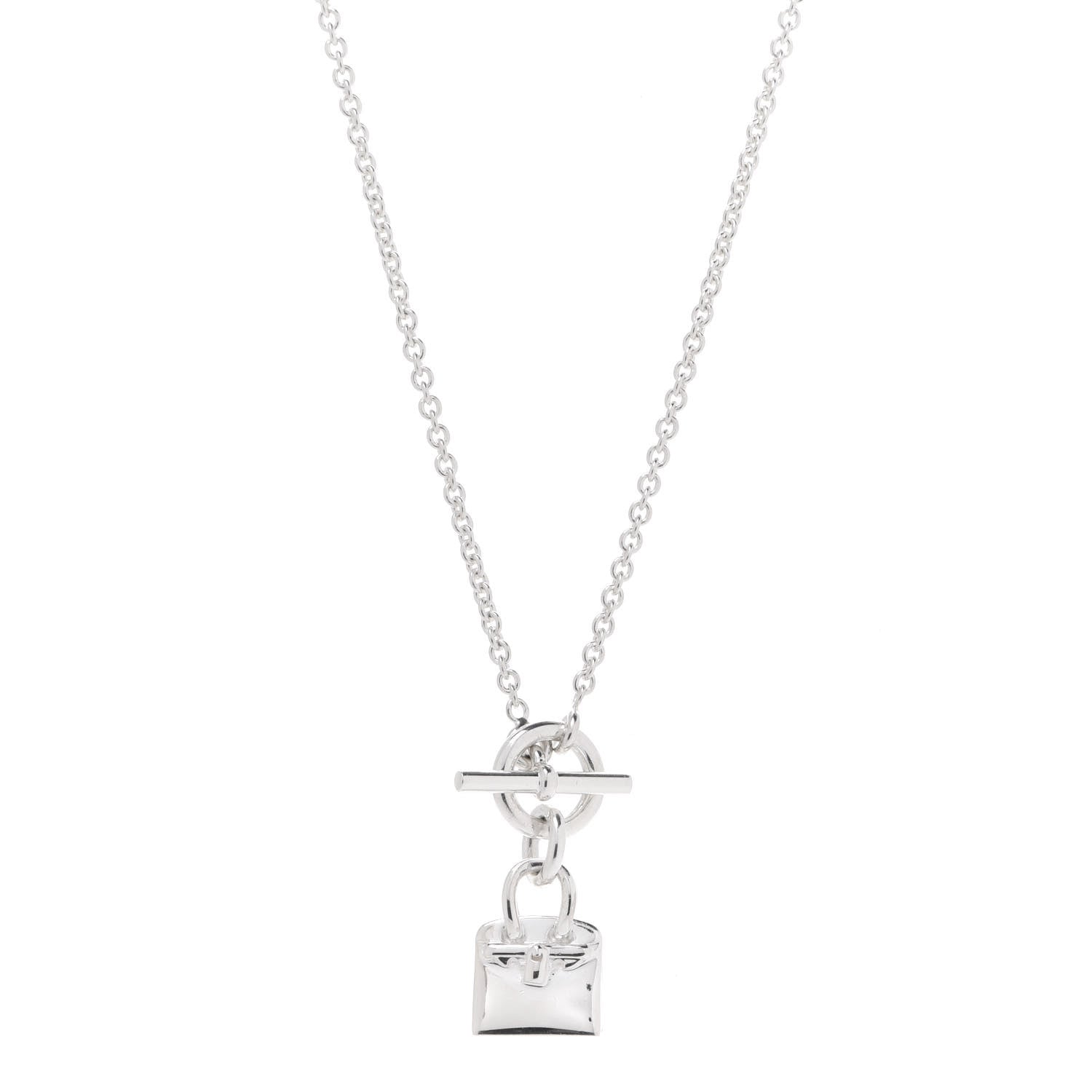 Hermes Sterling Silver Kelly Charm Pendant Necklace 1 of 5