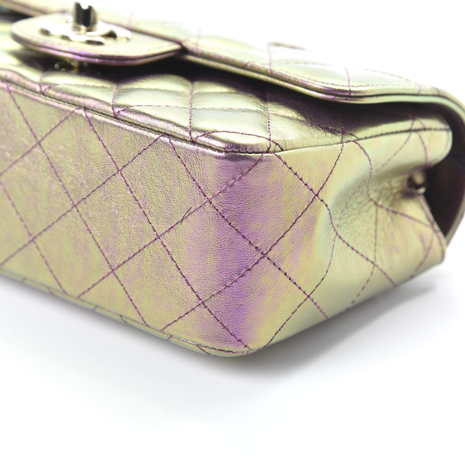 Chanel Iridescent Lambskin Quilted Mini Rectangular Flap Purple 7 of 11