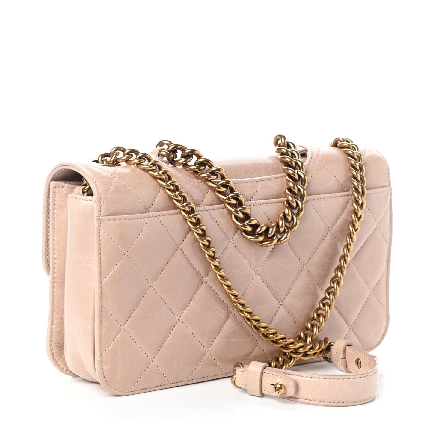 Glazed Calfskin Medium Perfect Edge Flap Light Pink