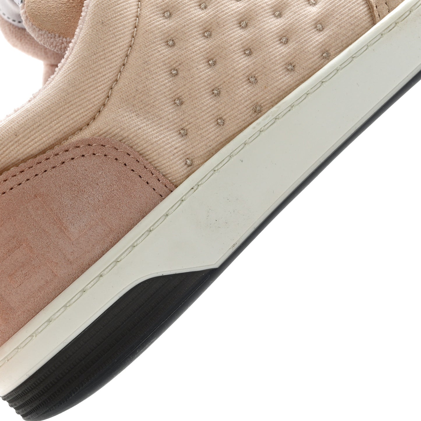 Fabric Suede Calfskin Logo Sneakers 36 Beige Pink
