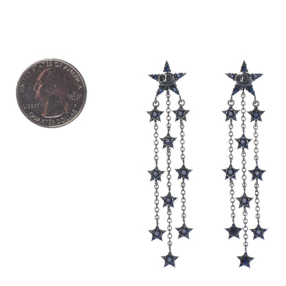 Christian Dior Strass ABC Star Long Drop Earrings Gunmetal Blue 2 of 3