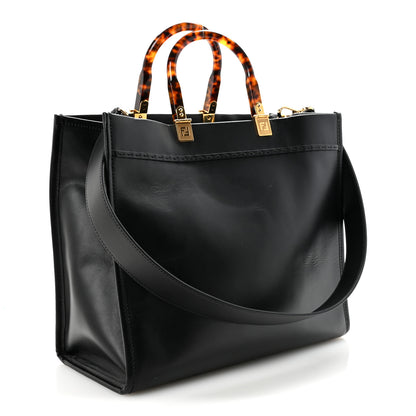 Fendi Vitello King Plexiglass Medium Fendi Sunshine Shopper Tote Black 3 of 9