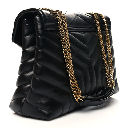 Saint Laurent Calfskin Y Quilted Monogram Medium Loulou Chain Satchel Black 3 of 12
