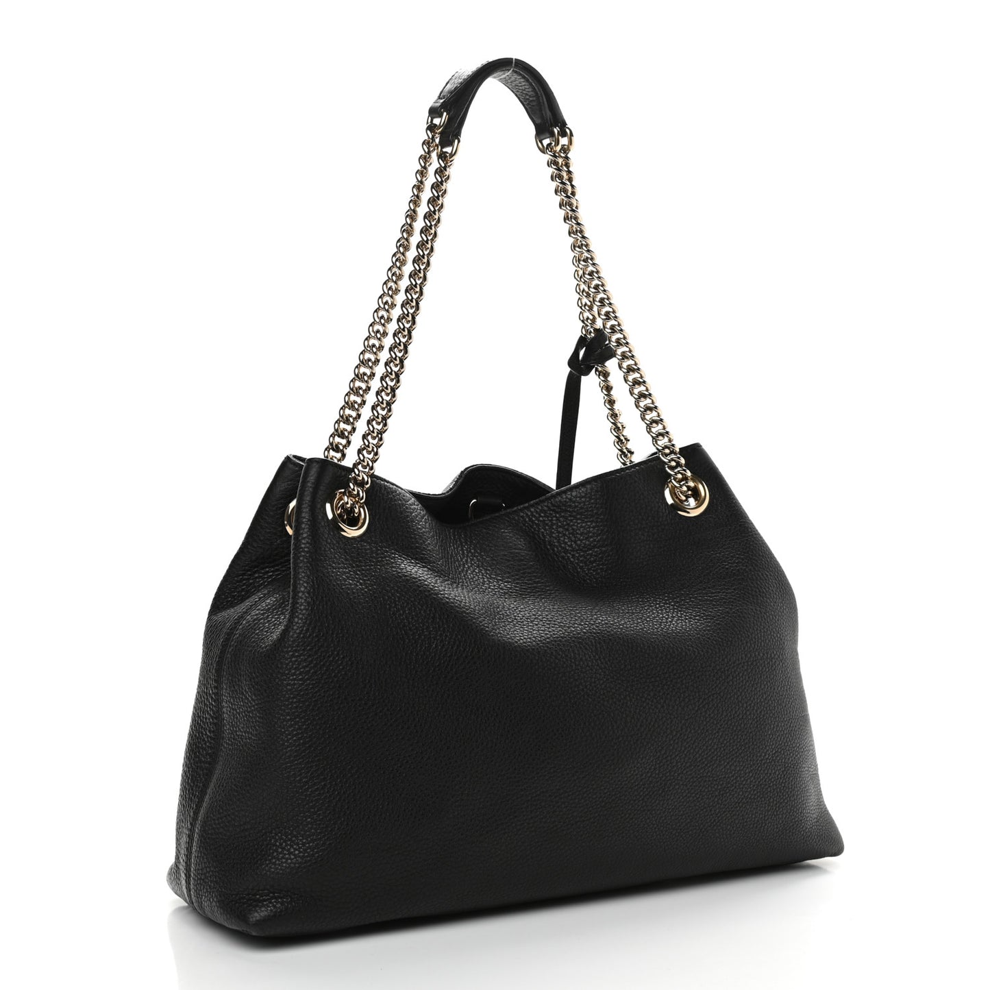 Pebbled Calfskin Medium Soho Chain Shoulder Bag Black