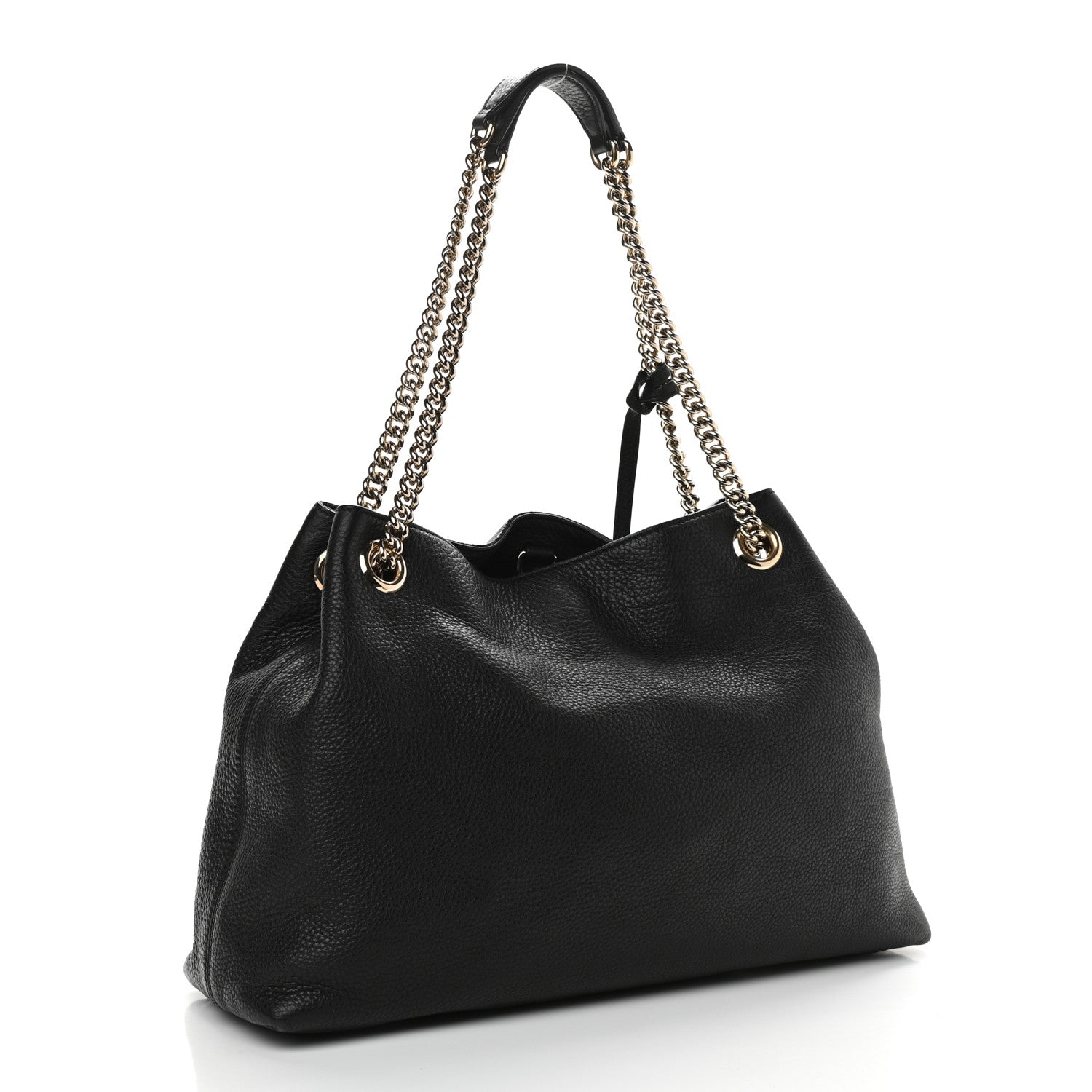 Gucci Pebbled Calfskin Medium Soho Chain Shoulder Bag Black 3 of 9