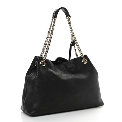 Gucci Pebbled Calfskin Medium Soho Chain Shoulder Bag Black 3 of 9