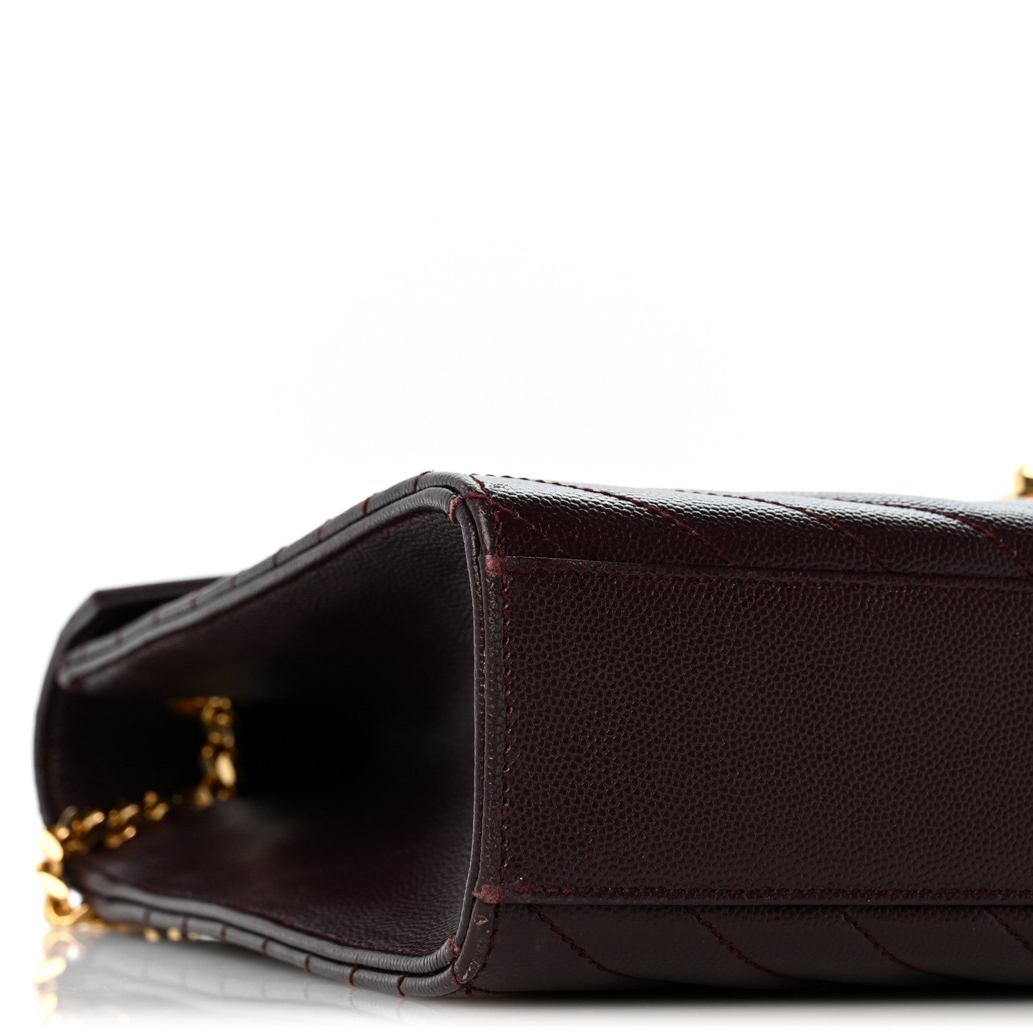 Saint Laurent Grain De Poudre Matelasse Chevron Large Monogram Satchel Rouge Legion 9 of 13