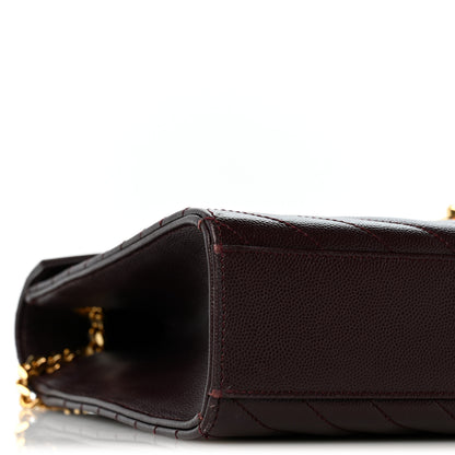 Saint Laurent Grain De Poudre Matelasse Chevron Large Monogram Satchel Rouge Legion 9 of 13