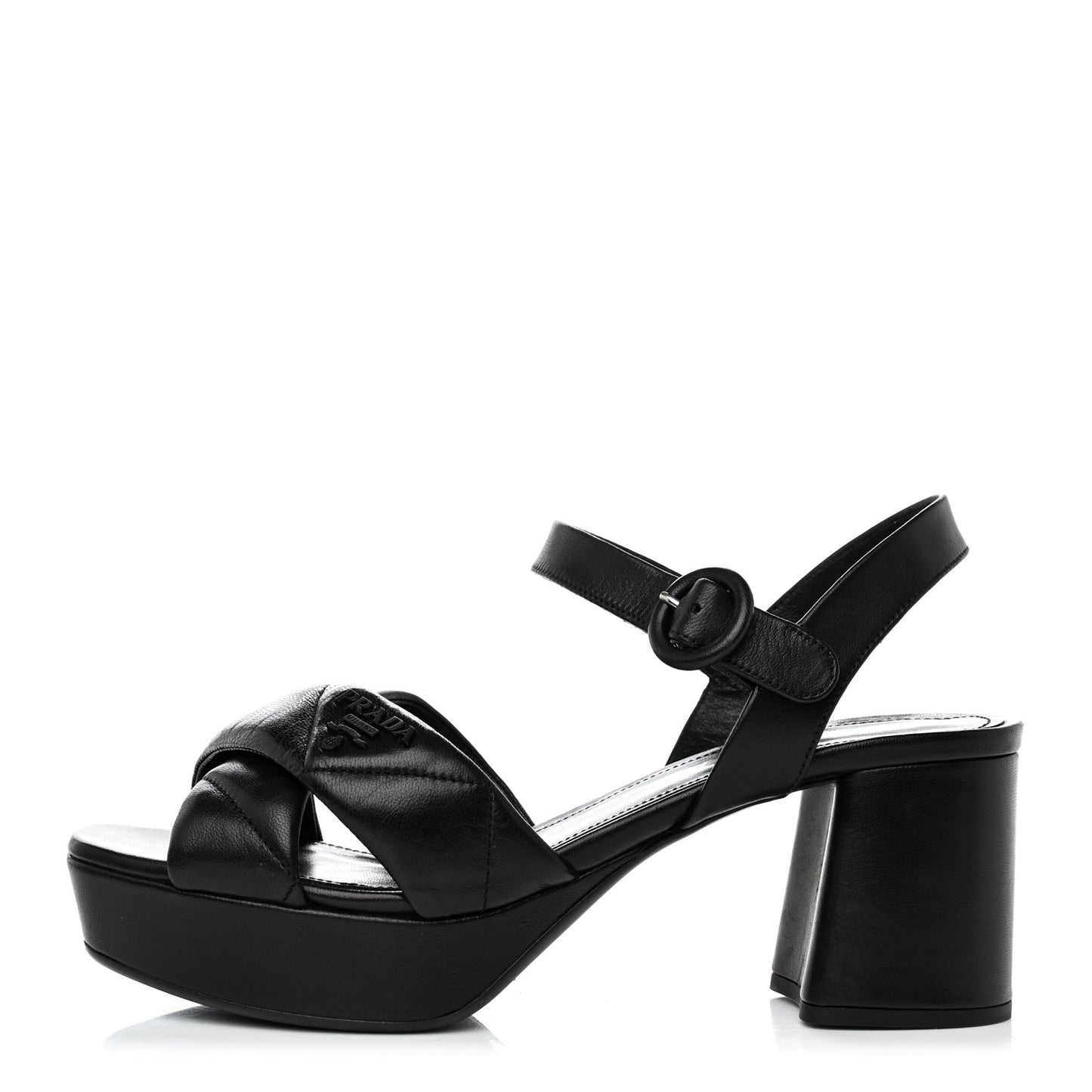 Nappa Logo Quilted Crisscross Platform 20/65mm Sandals 37.5 Black