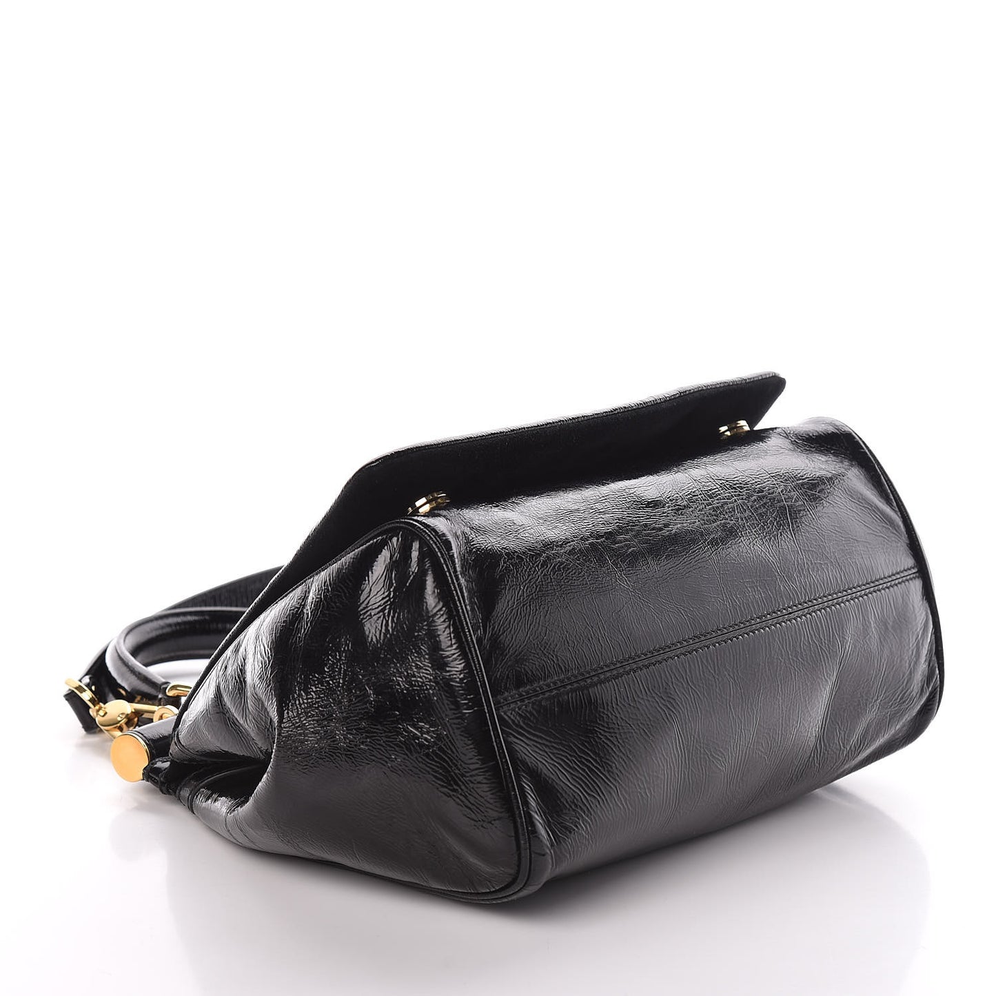 Patent Medium Miss Sicily Tote Black