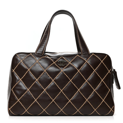Chanel Calfskin Contrast Stitch Surpique Bowler Dark Brown 1 of 12