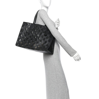 Gucci Calfskin GG Monogram Diamond Cut Medium Ophidia Tote Bag Black 2 of 10