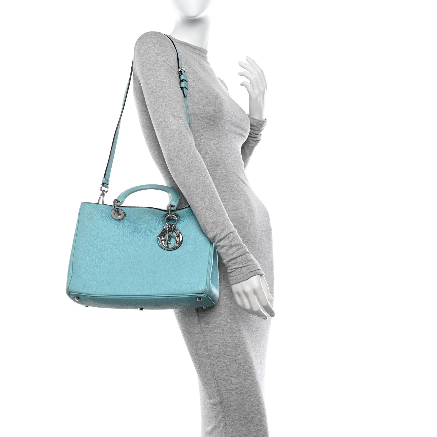 Christian Dior Bullcalf Medium Diorissimo Tote Light Blue 2 of 21