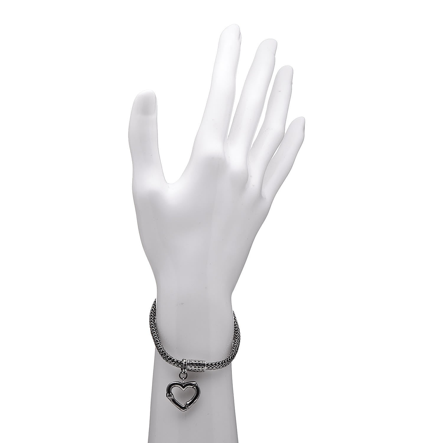 John Hardy Sterling Silver Bamboo Heart Charm Bracelet 2 of 5