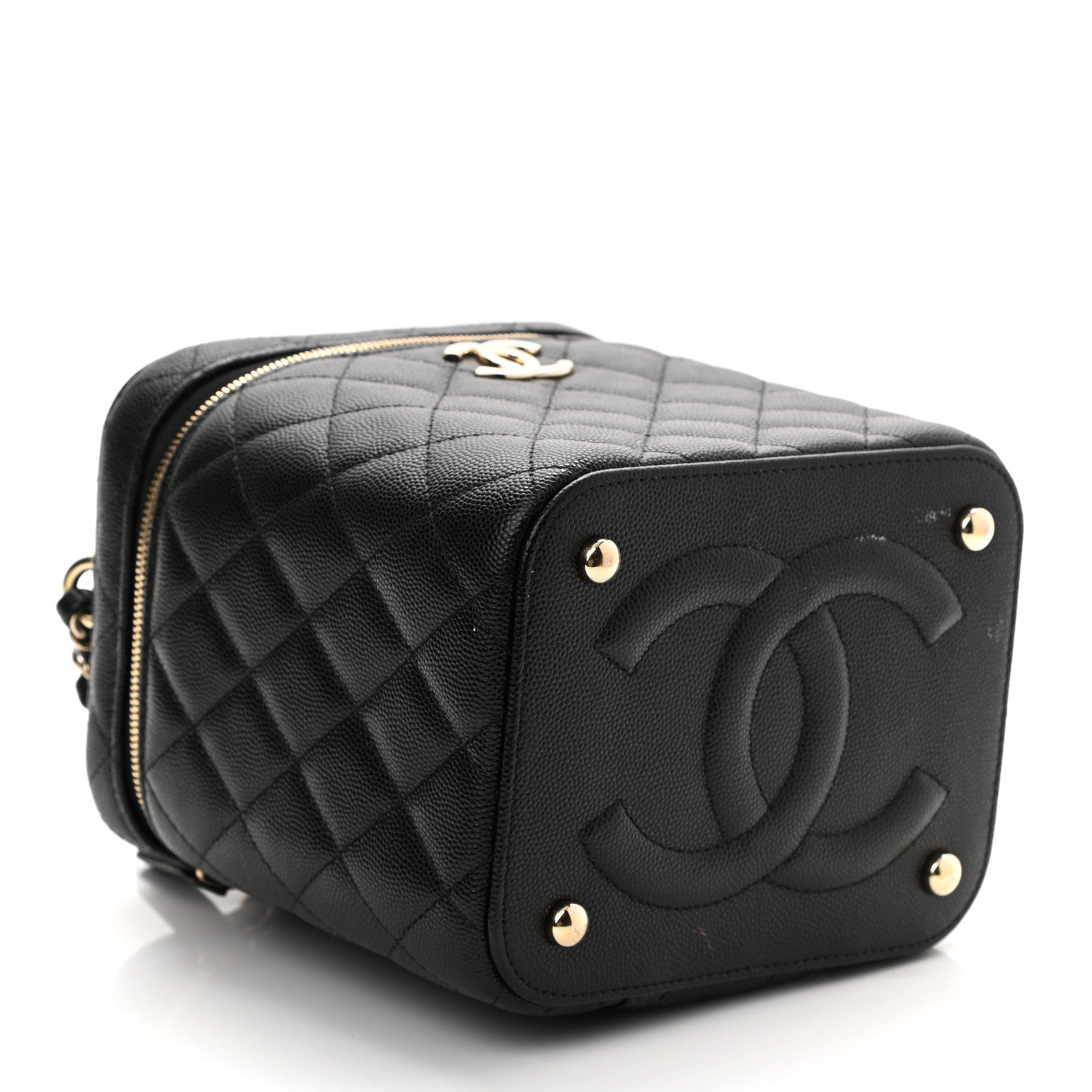 Chanel Caviar Quilted Small Top Handle Vanity Case With Chain Black 3 of 12