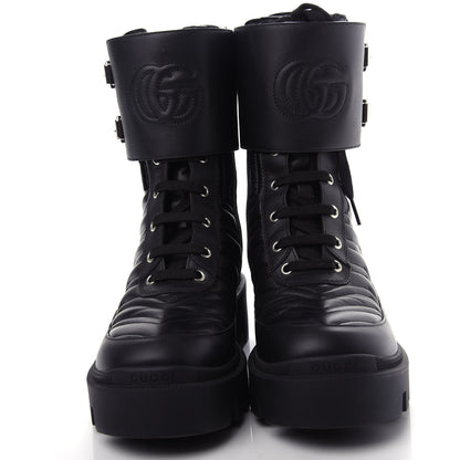 Gucci Nappa Frances GG Matelasse Platform Combat Boots 37 Black 5 of 11