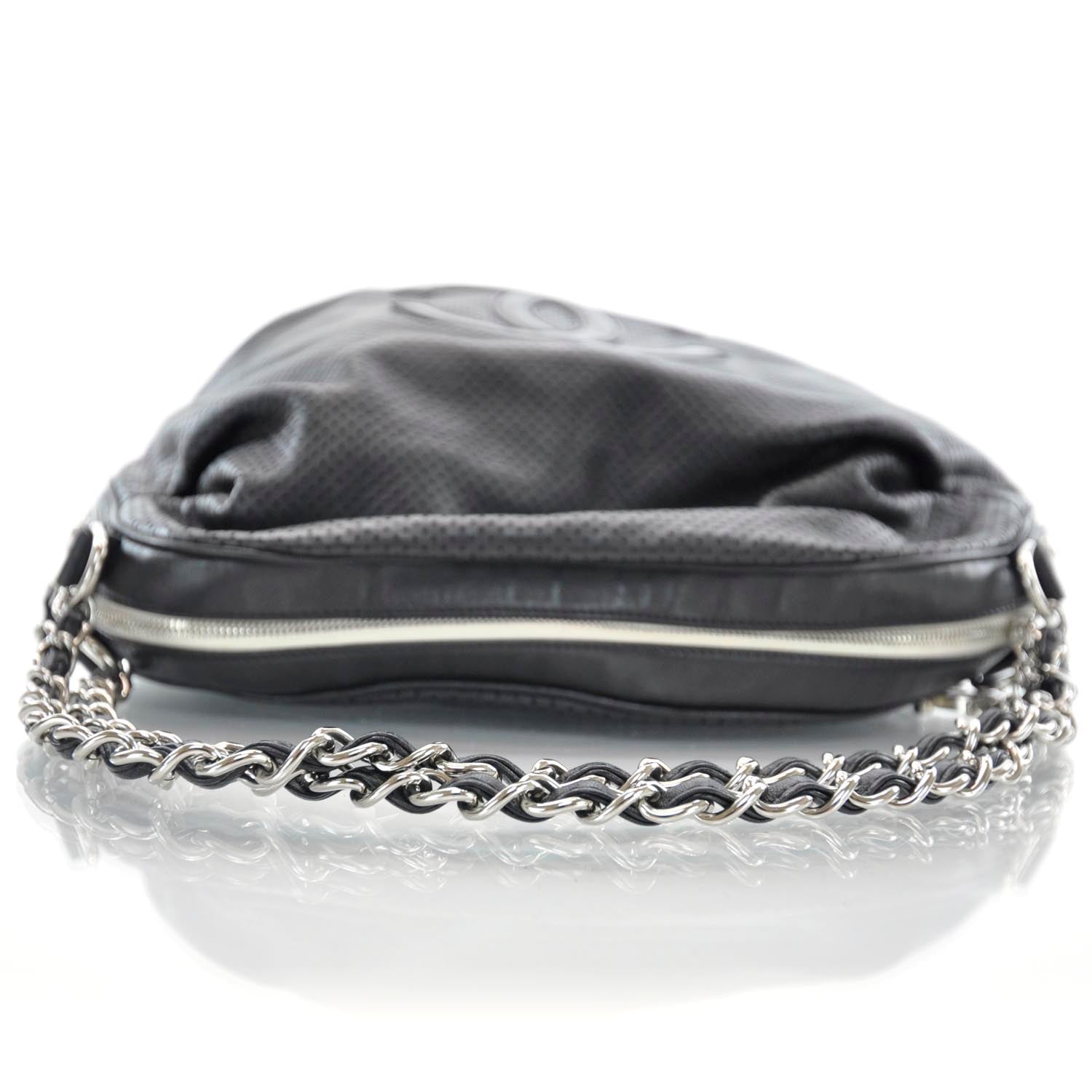 Chanel Perforated Baseball Spirit Ligne Hobo Black 5 of 10