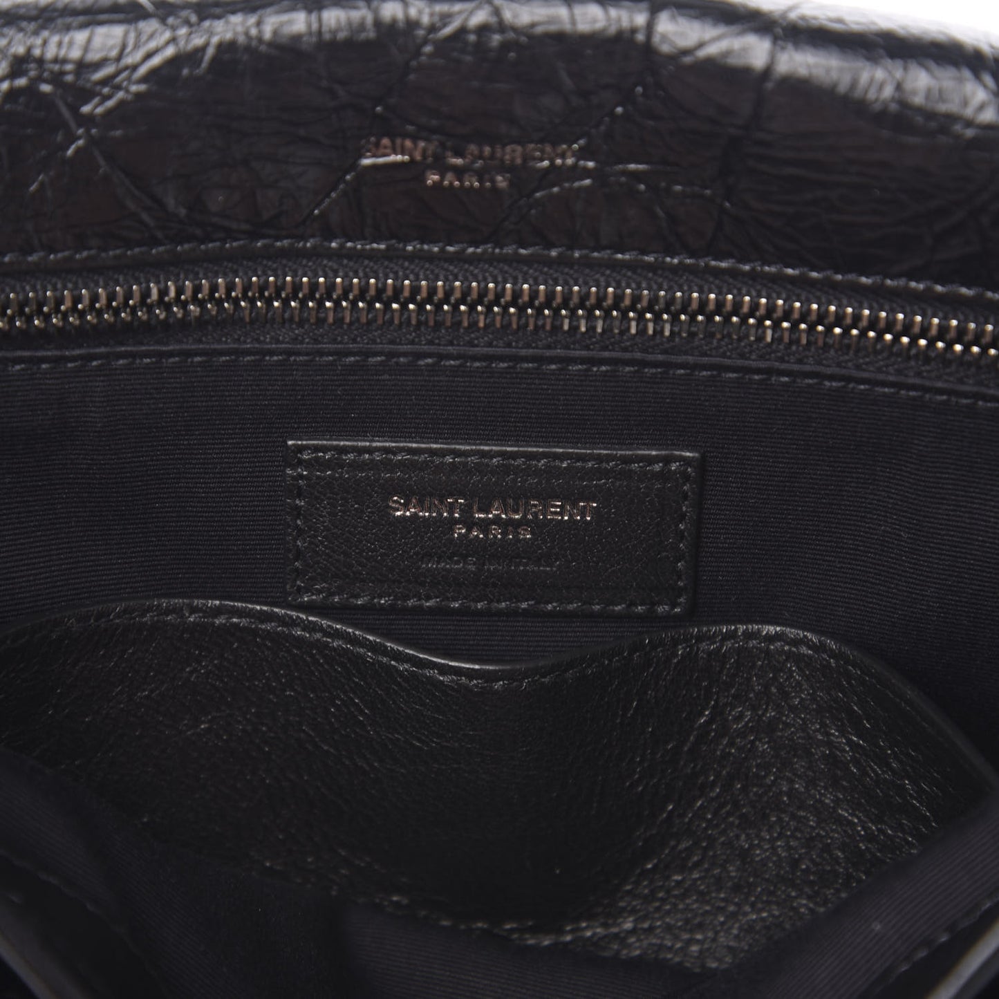 Crinkled Calfskin Matelasse Monogram Medium Niki Chain Satchel Black