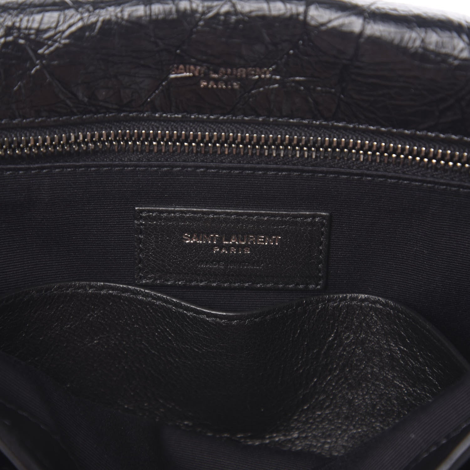 Saint Laurent Crinkled Calfskin Matelasse Monogram Medium Niki Chain Satchel Black 6 of 8