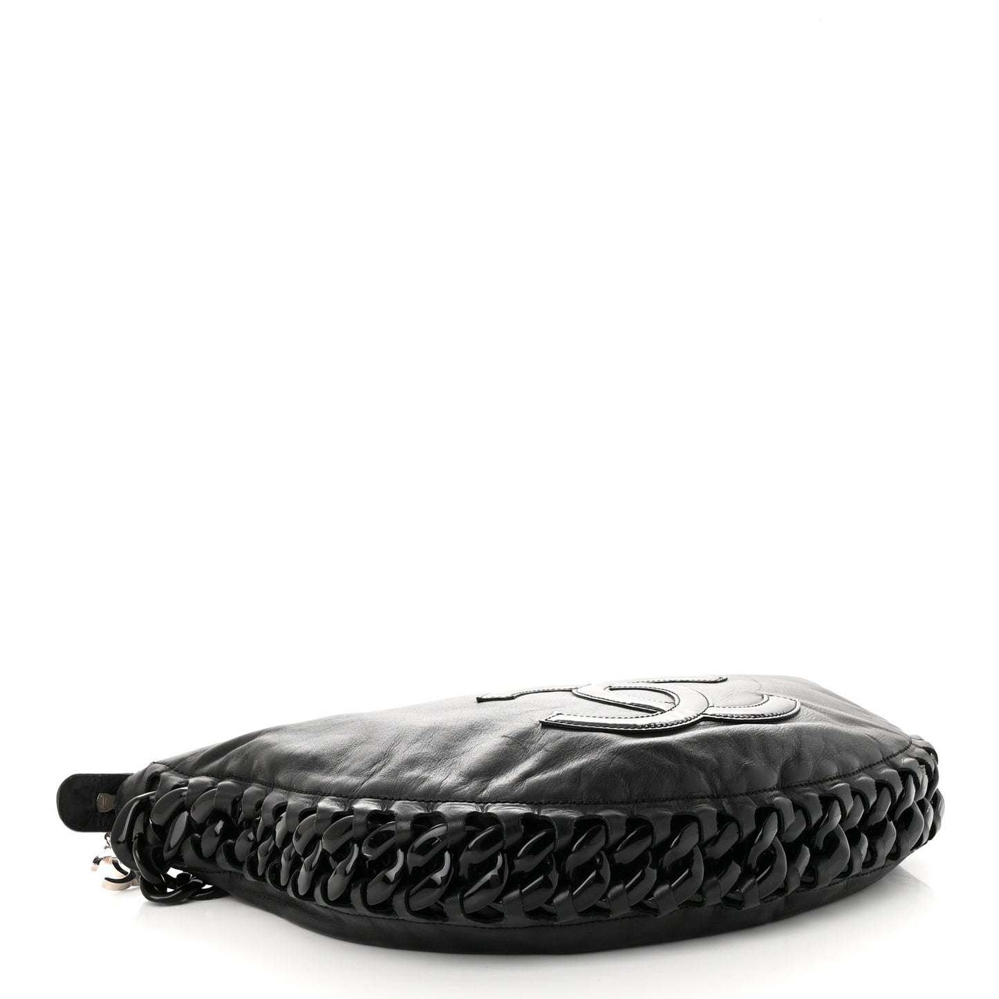 Calfskin Modern Chain Rhodoid Hobo Black