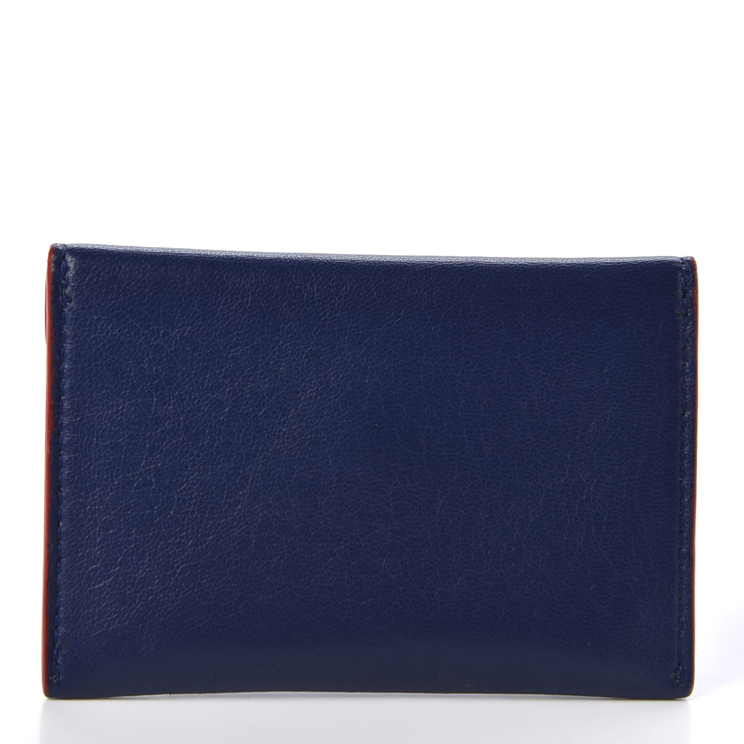 Alexander McQueen Calfskin Skull Envelope Card Holder Blue Red 2 of 7