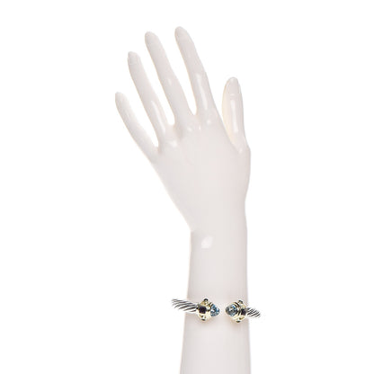 David Yurman Sterling Silver 14K Gold Blue Topaz Amethyst Green Tourmaline 10mm Cable Renaissance Bracelet 2 of 4