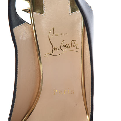 Christian Louboutin Kid Specchio Survivita 100 Slingback Pumps 36.5 Black Gold 6 of 10