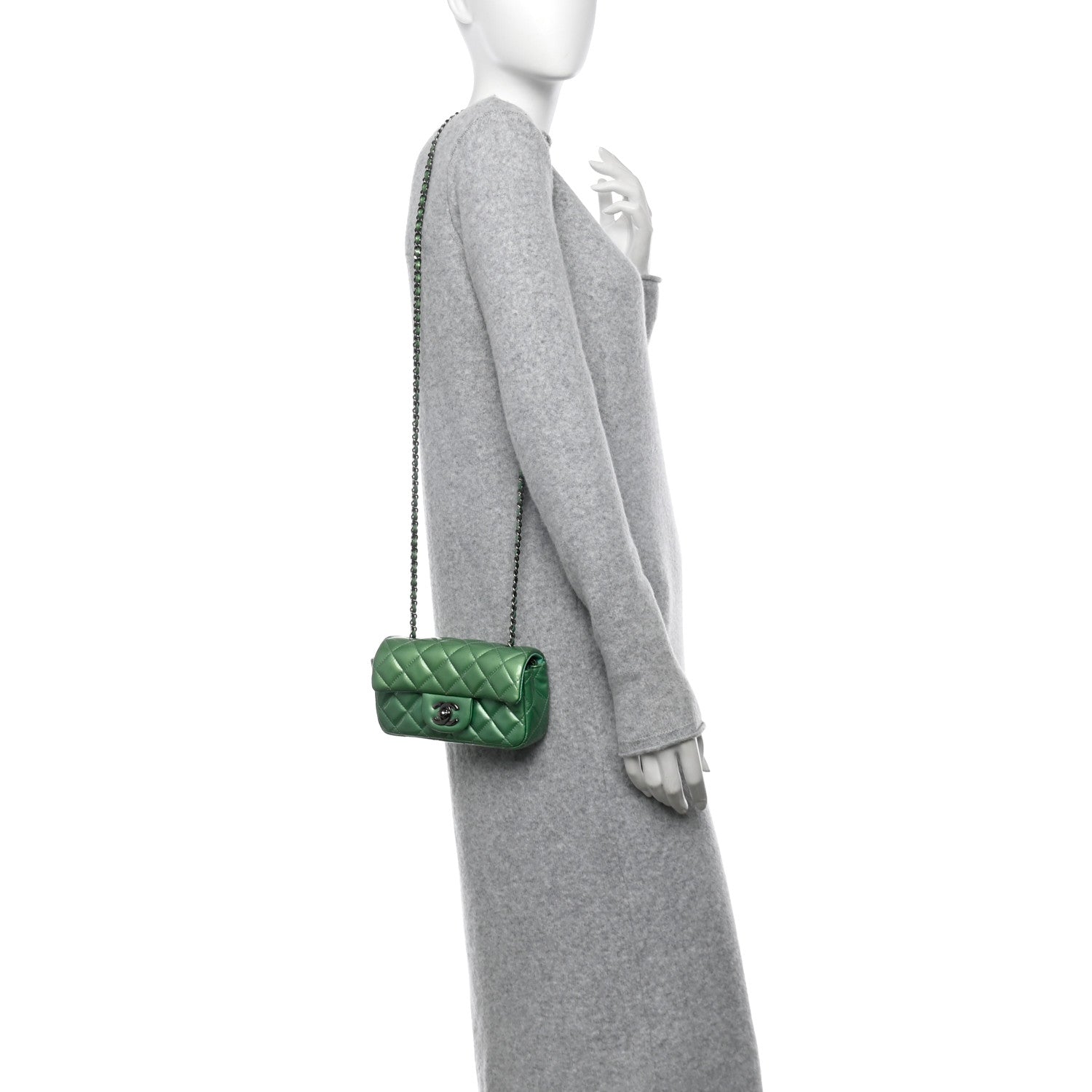Chanel Patent Quilted Extra Mini Flap Green 2 of 11