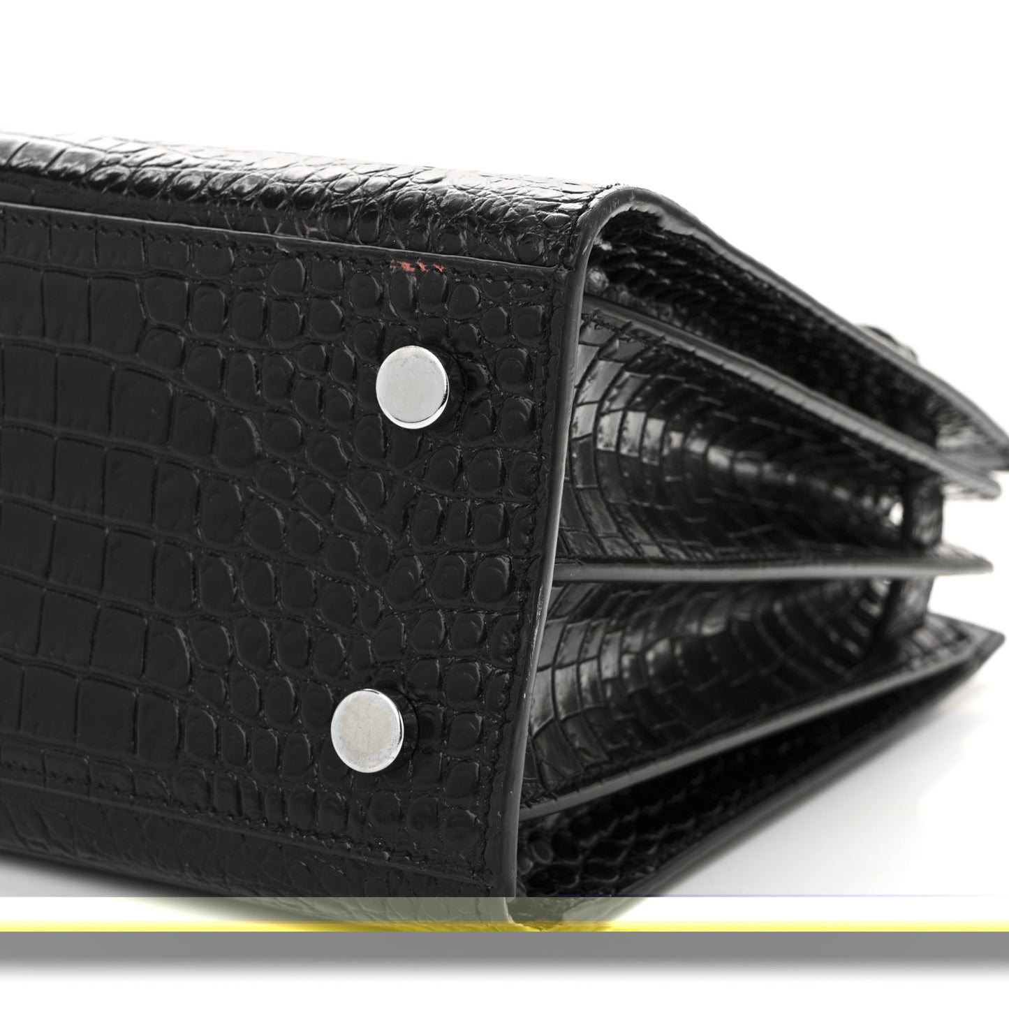 Calfskin Crocodile Embossed Baby Sac De Jour Black