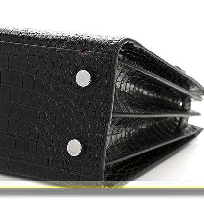 Saint Laurent Calfskin Crocodile Embossed Baby Sac De Jour Black 10 of 13