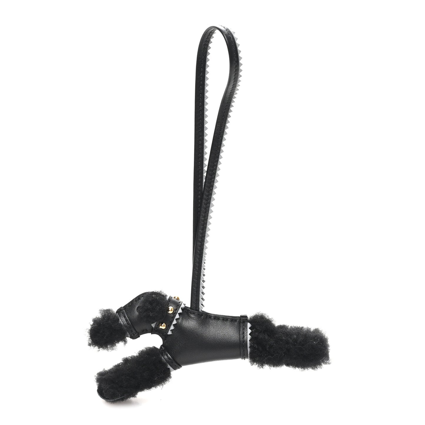 Milo Lambskin Epsom Shearling Budy Apic Charm Black Gris Pantin